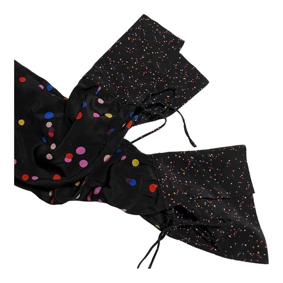 TopShop long sleeves polka dot blouse with tie in the back and on sleeves size 8 - Picture 8 of 11